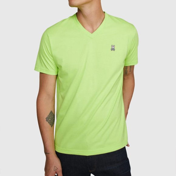 Psycho Bunny Other - Psycho Bunny Classic V-Neck Tee Shirt in Neon Lime Green Men's Size L